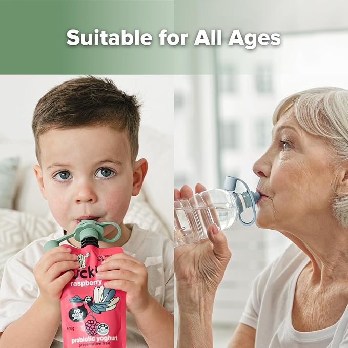 haakaa Multi-Functional Silicone Spout,Pouch Topper No Spill,Water Bottle Topper for Toddlers,100% Food Grade Silicone,4 Pack