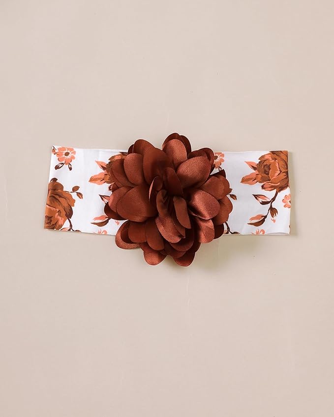 SUNNY PIGGY Newborn Baby Girl Clothes Infant Outfits Romper Floral Fall Outfit Bell Bottoms Pant Sets Hat Headband Flowerpant