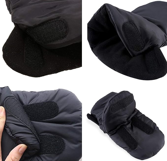 Black Waterproof Women Men Winter Stroller Gloves Hand Muff Warmers Extra Thick Anti-Freeze