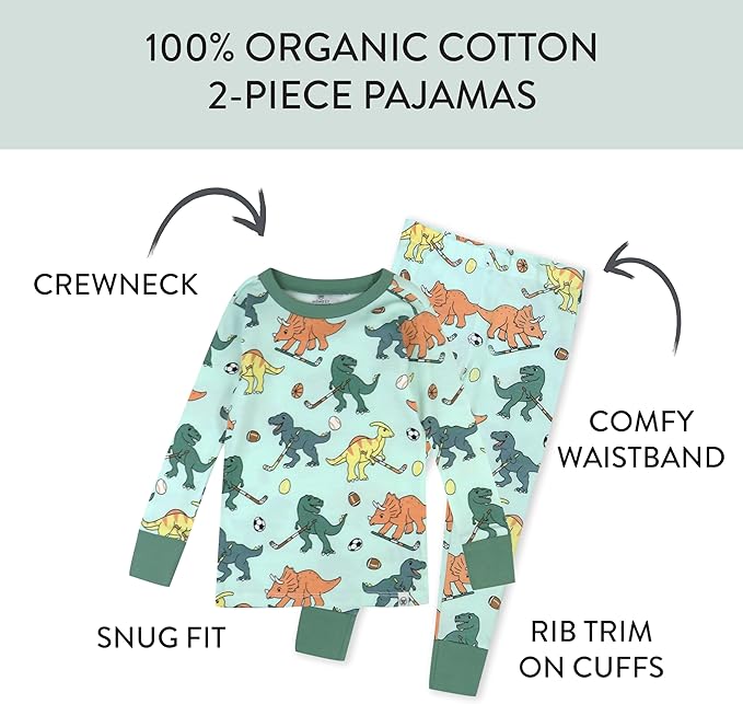 HonestBaby unisex-baby Celebration 2-piece Pajamas Sleepwear Pjs 100% Organic Cotton for Baby, Toddler, Kids