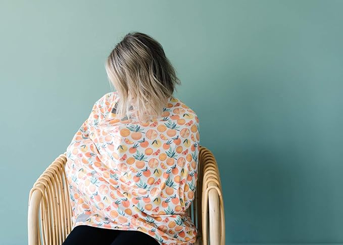 Baby Car Seat Cover Canopy and Nursing Cover Multi-Use Stretchy 5 in 1 Gift Citrus by Copper Pearl