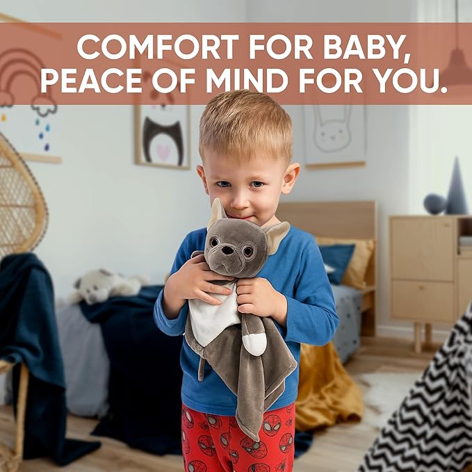 Love By Emi Baby Music Lovey Brown Bulldog, Baby Sleep Soother for Crib & Cuddle Bedtime, White Noise with Heartbeat & Lullaby, Plush Sound Machine Toy, Stuffed Animal for Newborns, Infants & Toddlers