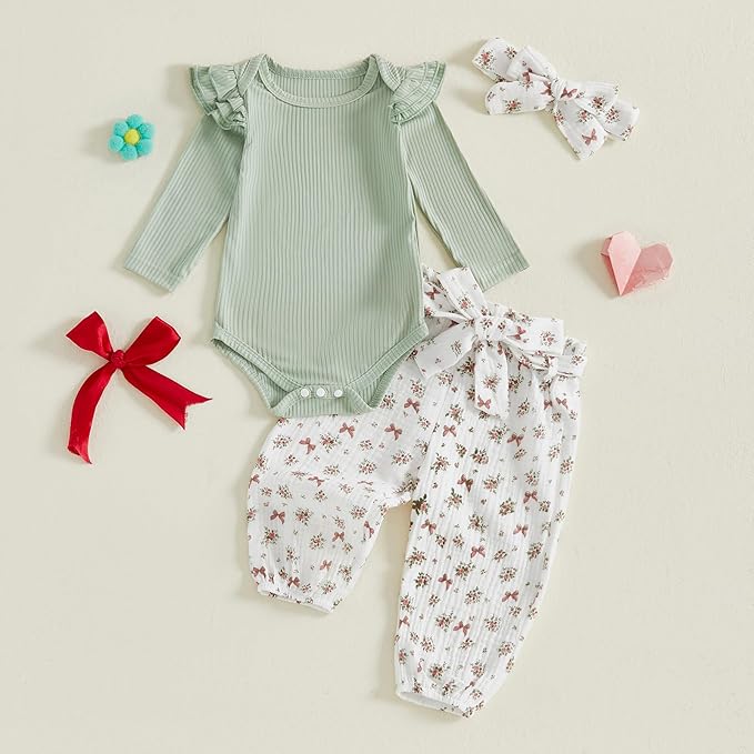 Mubineo Baby Girl Clothes Outfits Cute Flower Romper Daisy Pant Fall Winter Newborn Outfit Sets