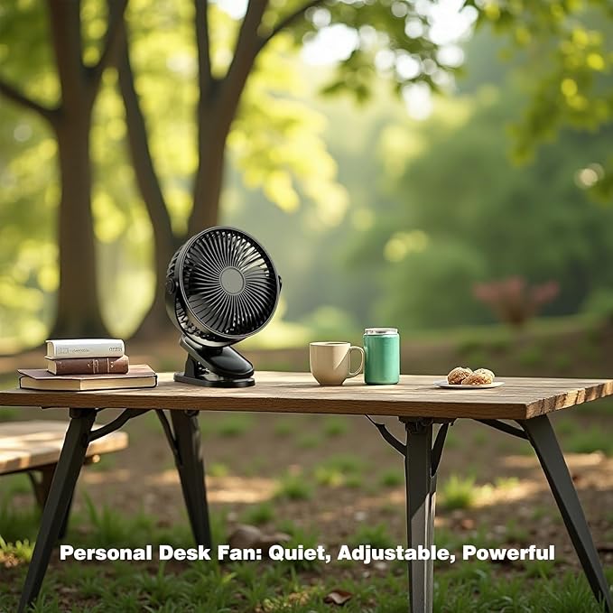 Clip on Fan, 6.5-in Table Fan, Ultra Quiet Personal Desk Fan with Strong Clamp for Golf Cart,Office Desk, Camping, Bedroom