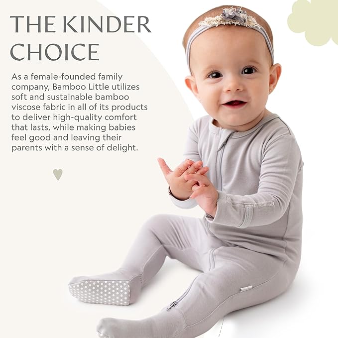 Bamboo Little Soft Baby Footie Pajamas, Baby Clothes, Newborn Sleepers, 95% Viscose and 5% Spandex, 0-24 Months
