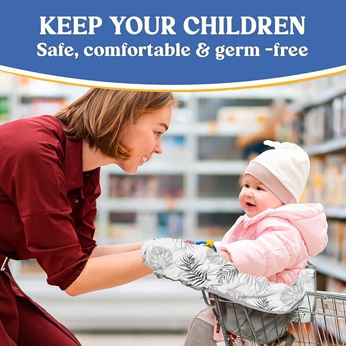 PILLANI Shopping Cart Cover for Baby, High Chair Cover for Restaurant Seat - Grocery Cart Cover for Baby Girl and Boy, Comfortable Cotton Buggy Covers for Babies - Padded Toddler Shopping Cart Cover