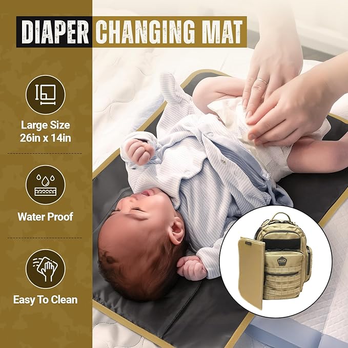 HighSpeedDaddy - Baby Diaper Backpack, Military-Grade, Waterproof, Compact Baby Travel Bag with Diaper Changing Mat