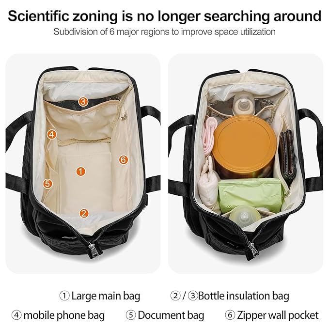 Small Diaper Bag, Stroller Organizer with Insulated Cup Holder & Detachable Shoulder Strap, Convertible Diaper Bag Tote for Short Trip (Black)