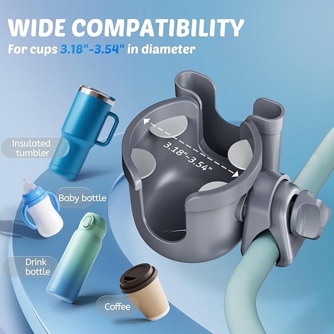 Guiseapue 2-Pack Cup Holder for Walker: Wheelchair Cup Holder for Seniors and Adults, Rollator Wheelchair Walker Accessories, Bottle Drink Holder for Rolling Walker, Mobility Scooter