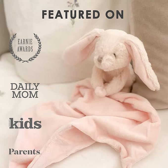MON AMI Rosie The Bunny Plush Lovey for Babies – 13.5” | Knotted Security Blanket for Newborns