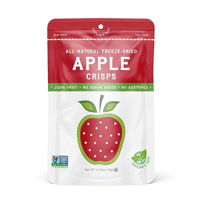 Nature’s Turn Freeze-Dried Apple Crisps – Healthy, Gluten-Free, Crispy & Delicious, Plant-Based Snack, Ideal for Cereal, Smoothies, School Lunches, & On-the-Go, Pack of 12 (0.53 oz Each)