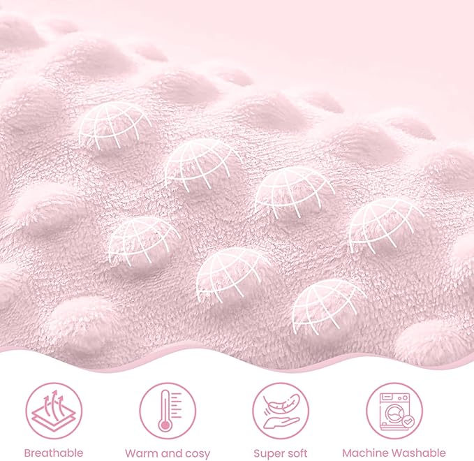 Daisy Minky Baby Blanket 30 x 40 Inches for Girls, Soft Plush Receiving Blanket with Dotted Back, Gift for Toddler Newborn Infant Christmas Birthday Baby Shower