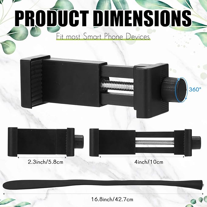 Amylove 2 Pcs Stroller Phone Holder Portable Cell Phone Holder Stand Universal Stroller Accessories for Parent Baby Toddler Cellphone Clamp with Non Slip Silicone Arm Grip(Black,Upgraded)