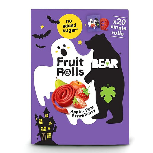 BEAR Real Fruit Snack Rolls - Gluten Free, Vegan, and Non-GMO - Strawberry – Halloween Pack - Healthy School And Lunch Snacks For Kids And Adults, 0.34 Ounce (Pack of 20)