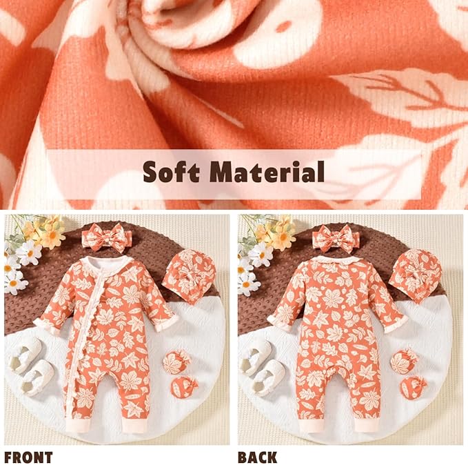 Aalizzwell Baby Girls Romper Outfit Fall Winter Clothes with Accessories