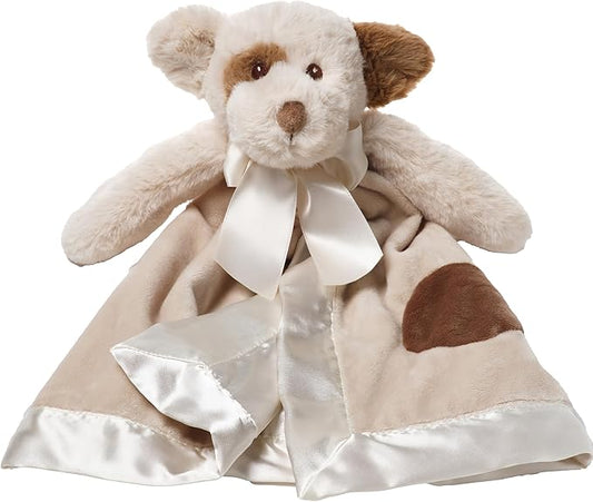 Bearington Collection Spot Lil Snuggle Puppy Plush Lovey Blanket - 15 in Animal Print Plush Security Blanket with Satin-Lined Trim - Gender Neutral Security Lovey & Soft Animal Snuggly