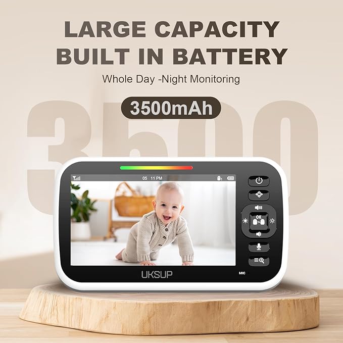 Baby Monitor with 2 Cameras and Audio - Video Baby Monitor with 960ft Long Range, Remote Pan-Tilt-Zoom, Night Vision, Temperature Sensor, 2-Way Talk, 8 Lullabies, 30-Hour Battery & No WiFi