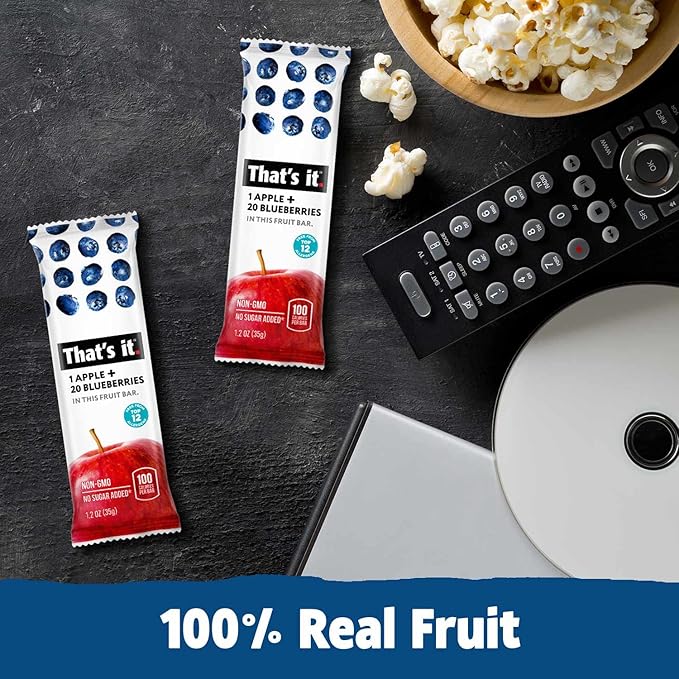 That's it. (48 Count) Variety Pack | Strawberry, Blueberry, Mango & Cherry flavors | 100% Natural Real Fruit bars. Strawberry. Plant-based, Vegan, gluten-free. No added Sugar. Top 12 allergen free
