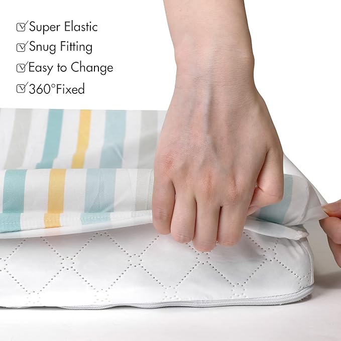 Gllquen Baby Bassinet Sheets 4 Pack, Breathable Cozy Fitted Mattress Sheet, Elastic Travel Crib Fashionable Floral Pattern, Standard Cradle Safe Sheets for Baby Boys Girls 32"x16"(Dinosaur)