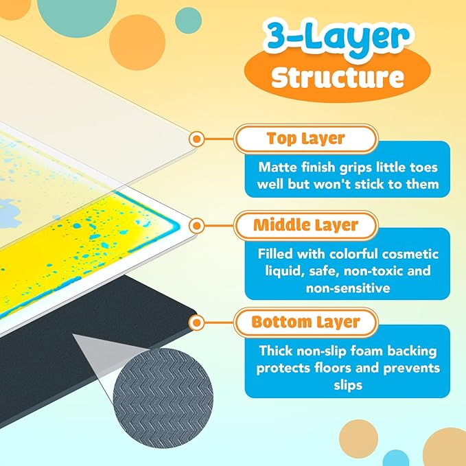 Sensory Floor Tiles for Kids Toddlers: 6 Pack Liquid Play Mats, 12"x12" Squares Autism Sensory Puzzle Pad, Lava Tiles Games Dance Step Pads, Preschool Classroom Montessori Gross Motor Daycare Toys