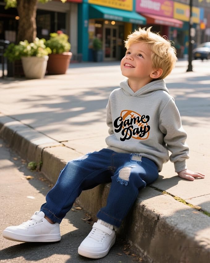 NZRVAWS Baby Boy Clothes Toddler Boy Outfit 2 3 4T 6 12 18 24 Month Fall Winter Hoodie Ripped Jeans Clothing