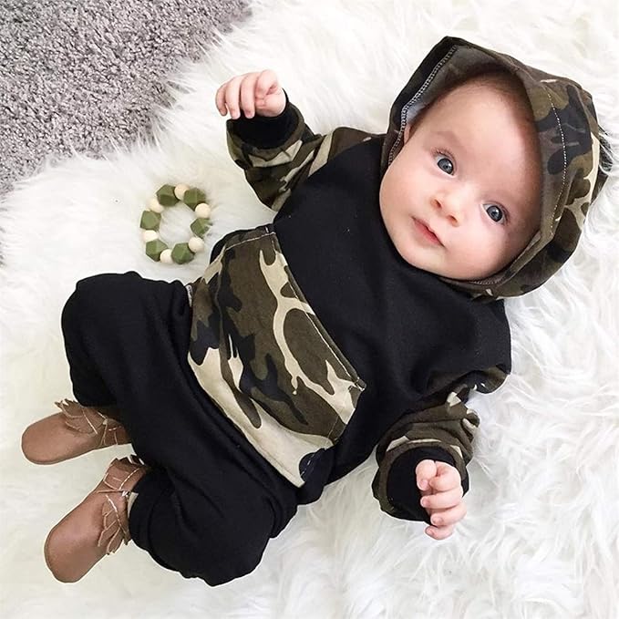 2Pcs Baby Boys Hoodie Tops Pants Set Dinosaur Deer Print Sweatsuit Fall Winter Outfits