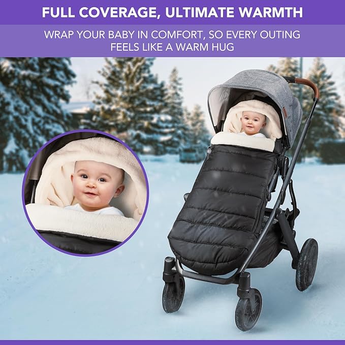 Buntting Bag Compatible with UPPAbaby Vista V2, V3, Vista, Cruz, Cruz V2, RumbleSeat, Ridge, Minu Strollers, Warm and ultra-plush Waterproof Bunting Bag. Universal, easily attaches to all strollers.