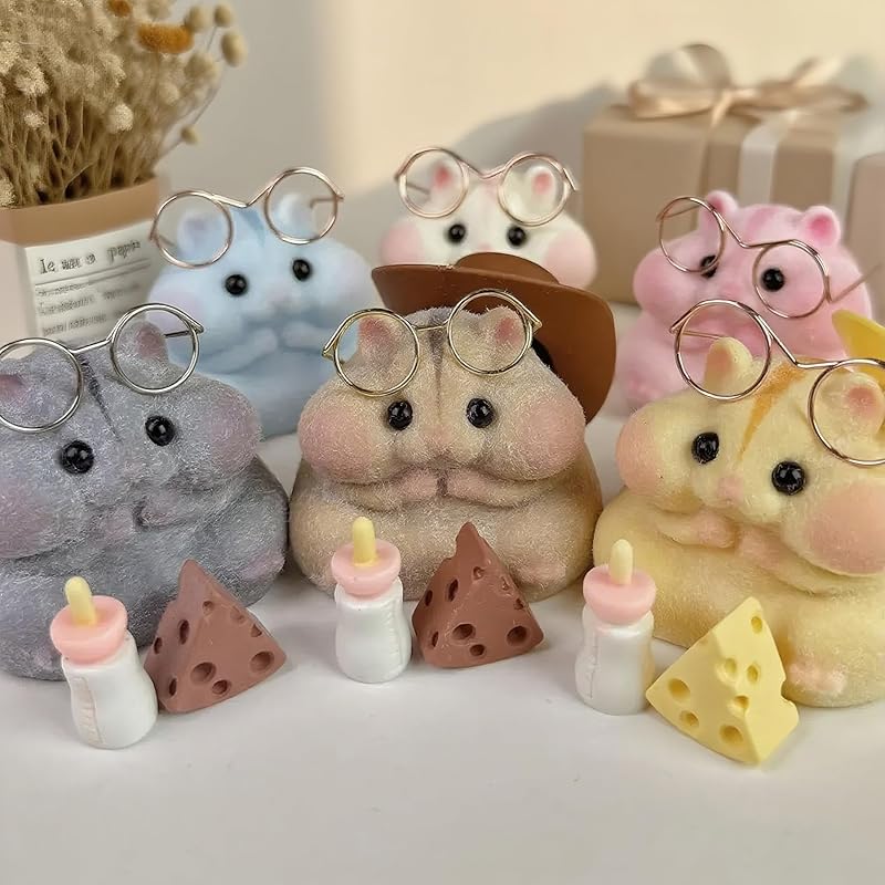 6-Pack Handmade Taba Squishy Hamster Toy, Cute Squishy Hamster Fidget Toy, Realistic Hamster Toy, Soft Silicone Mochi Furry Toy, Stress Relief Gift for Adults & Kids, Sensory Anxiety Plushie(6 colors)