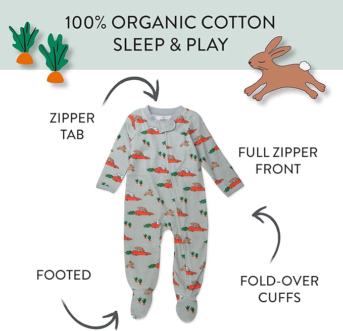 HonestBaby Baby Celebration Sleep & Play Footed One-Piece Pajama Sleeper 100% Organic Cotton
