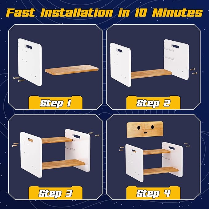 COSYLAND Wooden Toddlers Step Stool - Adjustable Height 2 Step Stools Holds Up to 200 Lbs - Robot Shaped Bathroom Stepping Stool with Non-Slip Surface and Carry Handle (Natural & White)