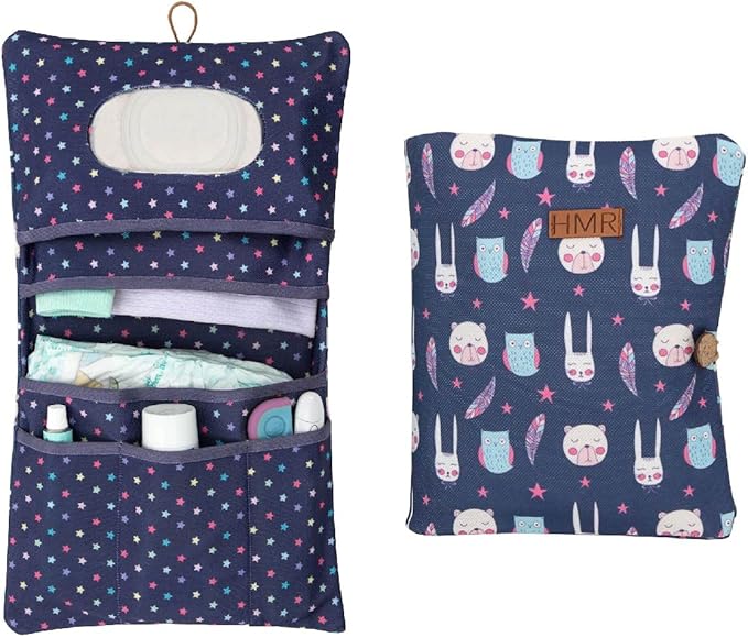 HAMUR Baby Diaper Bag Organizer – Travel-Friendly, Compact & Foldable | Stroller Pouch for Newborn Essentials – Must-Have for Boys & Girls (Purple)