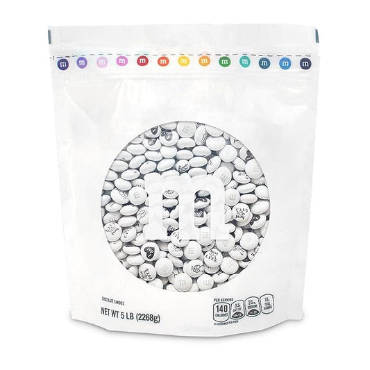 M&M’S WORLD Wedding Themed Milk Chocolate Candy - 5lbs Assorted Pre-designed Just Married, I Do Wedding Decoration White Wedding M&M'S Candy