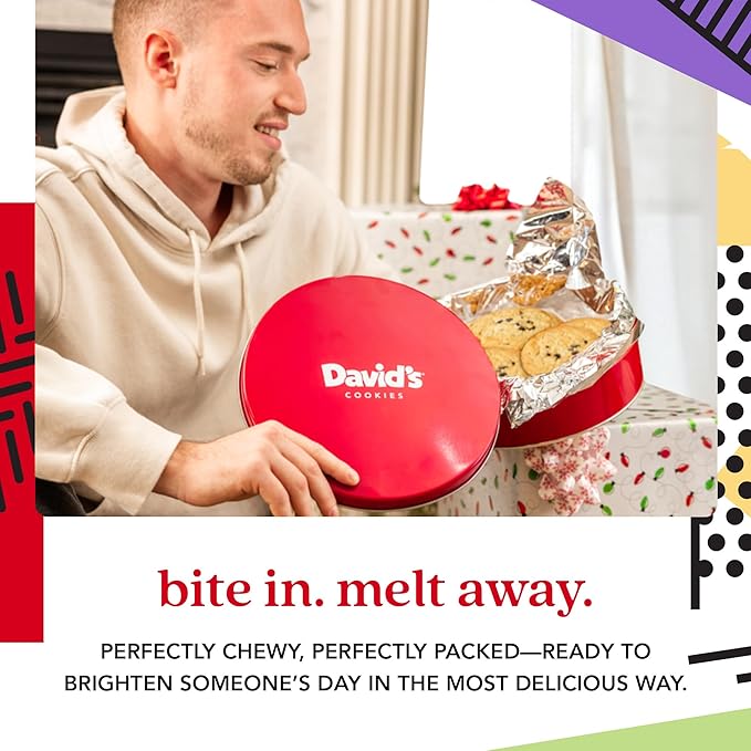 David's Cookies Fresh Baked Decadent Jumbo Lemon Gourmet Cookies – 2lb Gift Basket Tin with 8 Large Lemon Cookies – Bakery-Style Soft and Chewy Dessert for Holidays, Birthdays, Thank You Gifts