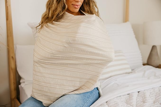 Copper Pearl Multi-Use Cover: Car Seat Covers, Nursing Cover, and Stroller Cover for Sun - Stretchy Fabric, All-Season Use, Stylish Designs, Easy Access for Moms - Clay