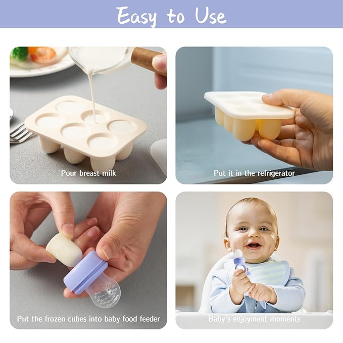 Baby Fruit Food Feeder Teether with Popsicle Molds, Cute Teething Toys Silicone Teethers for Babies 3-12 Months for Baby Feeding Gift