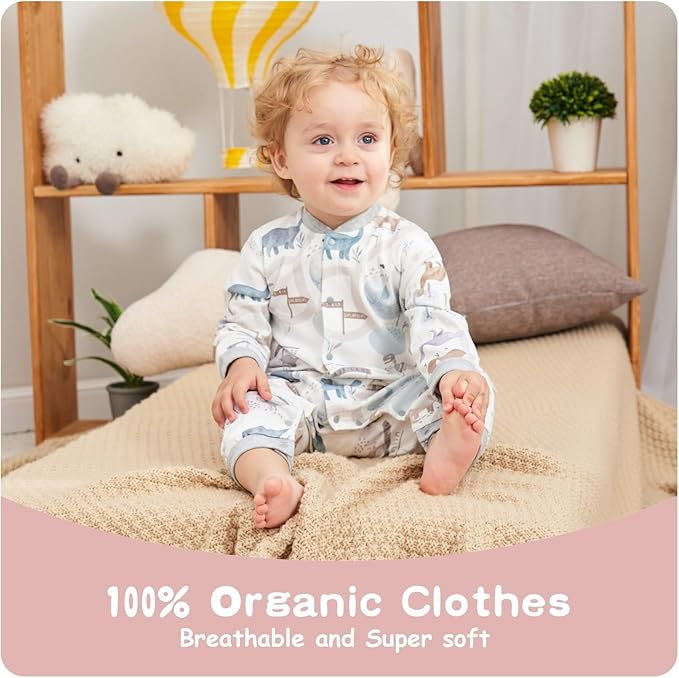 100% Organic Cotton Soft 3-24 Months 2-Piece Unisex Footless Newborn Baby Sleepers Pajamas Romper Boys Girls