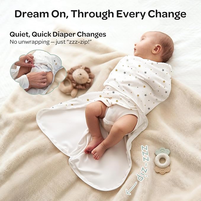 Momcozy Swaddles for Newborns, Quiet Fastner Suitable for Infant 0-3 Months, New-Parent-Friendly Swaddle Sack, Reduce Startle Reflex, Newborn Boys Girls Registry Essentials, 2-Pack, Wonder
