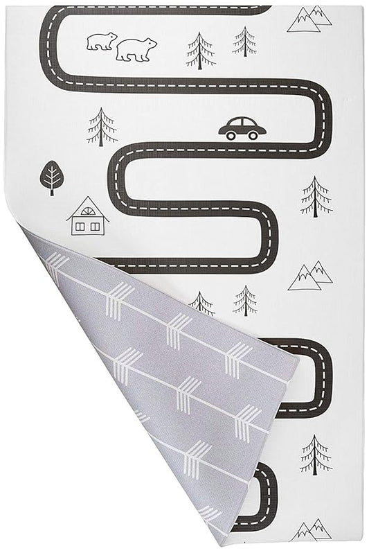 Baby Care Play Mat (Medium, Nordic Trails - Morning Fog Arrows) 73’’ x 49’’ Original One-Piece Reversible Rollable Waterproof Play Mat for Infants, Babies, Toddler, and Kids