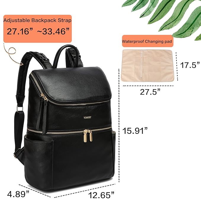 Leather Diaper Bag Backpack for Boy Girl Twins, Toddler Diaper Bag with Multiple Pockets, Cooler Compartment
