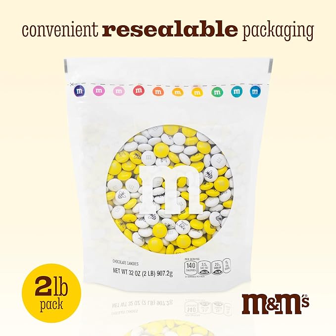 M&M’S WORLD Meant To Bee Milk Chocolate Candy - 2lbs of Bulk Candy for Engagement Party, Wedding Favors, a Chocolate Gift Box and More