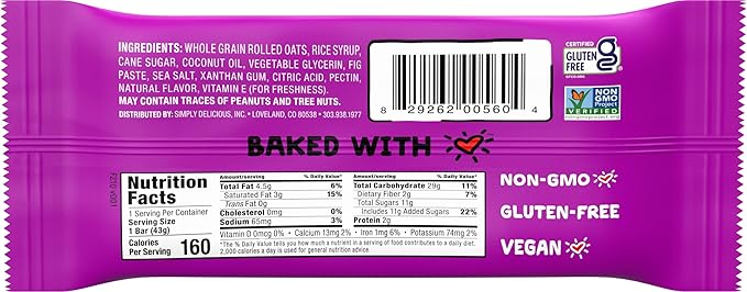 Bobo's Fig Bar (30, Original Fig), Soft Baked, Non-GMO, Vegan, Snack Bar, Gluten Free