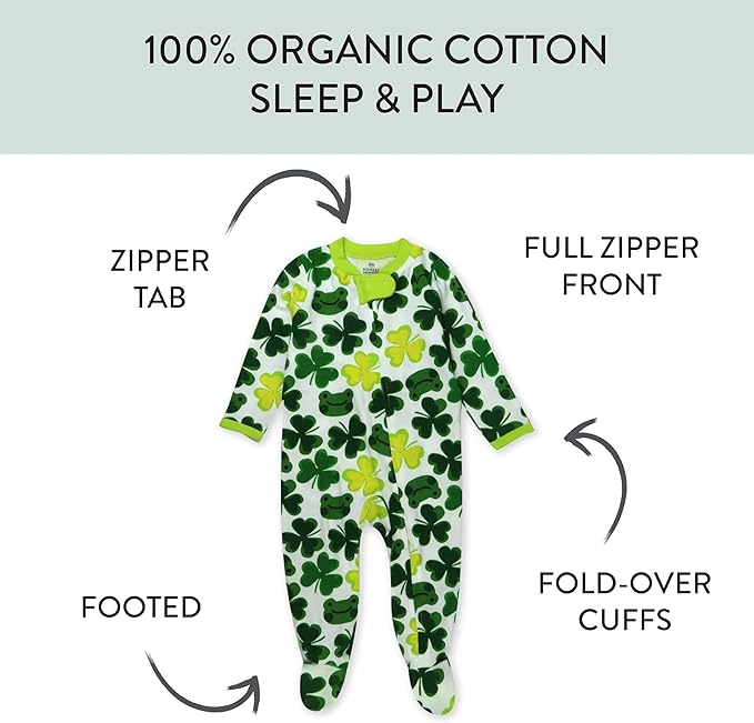 HonestBaby Baby Celebration Sleep & Play Footed One-Piece Pajama Sleeper 100% Organic Cotton