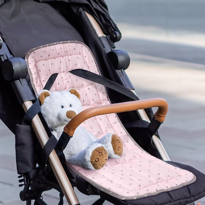 Thyle 2 Pcs Stroller Seat Cushion Stroller Seat Liner Baby Stroller Accessories Reversible Baby Carriage Cushion Universal Stroller Cotton Newborn Car Seat Breathable Stroller Mat for Pushchair