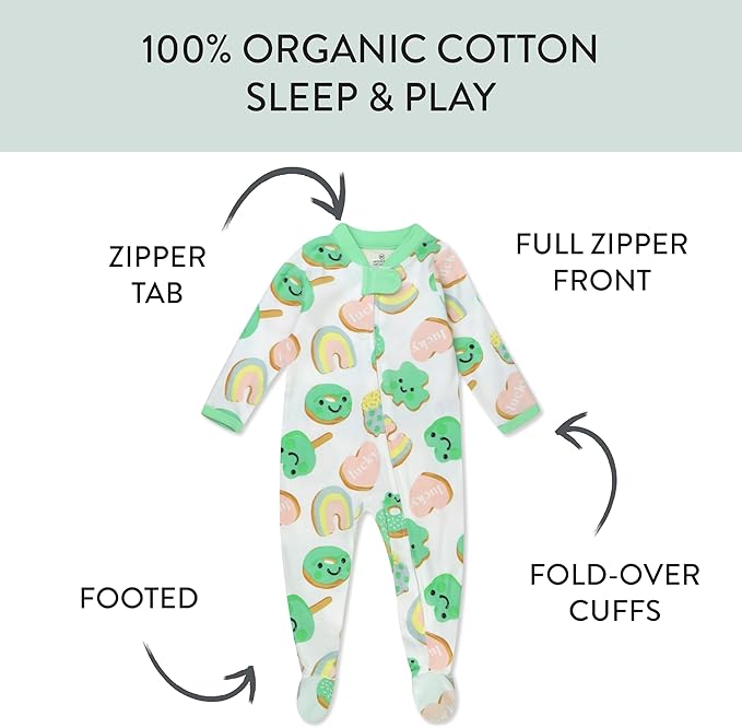 HonestBaby Baby Celebration Sleep & Play Footed One-Piece Pajama Sleeper 100% Organic Cotton
