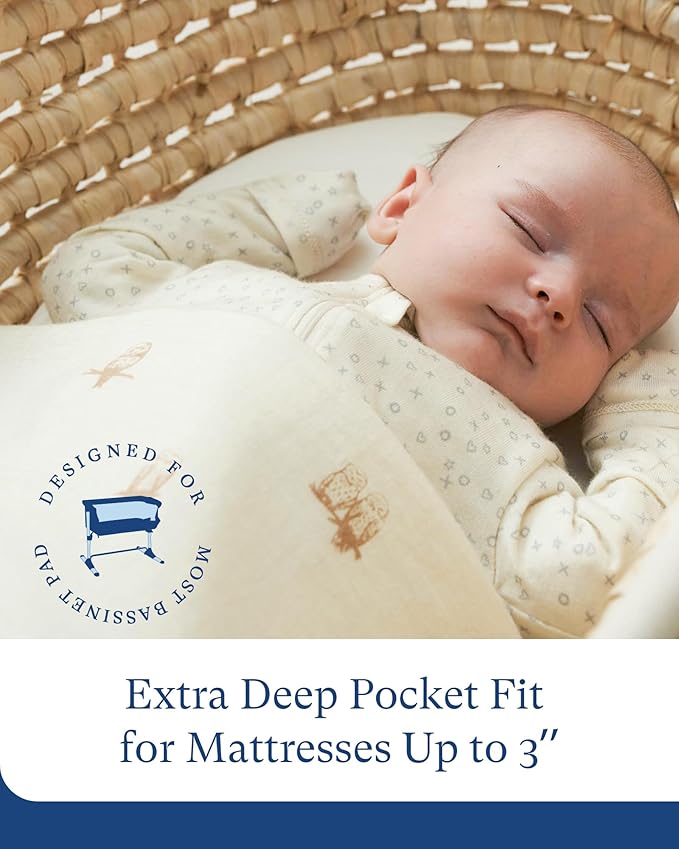 PurComfy Supersoft Fitted Bassinet Sheets, Premium Bamboo Viscose Cradle Sheets, Streachy Hypoallergenic Breathable Moses Basket Oval Rectangle Pad/Mattress Universal Fit for Halo, Dream on Me, 2-Pack