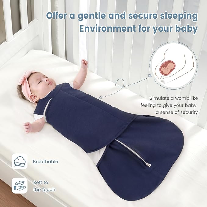 ZIGJOY Sleep Sack Swaddle 1.0 Tog Baby Wearable Blanket 100% Cotton Baby Swaddle Blanket for Newborns 6-12 Months Space&Blue