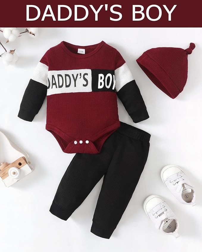 SUNNY PIGGY Baby Boy Clothes Newborn Infant Boys Outfits Romper Hat Pants 3PC Set 0-3 3-6 6-12 12-18 Month Clothing Gift