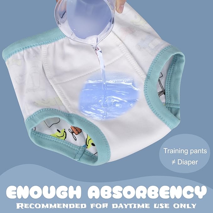 BIG ELEPHANT Toddler Training Pants, Soft Cotton Absorbent Training Underwear for Baby Boys & Girls