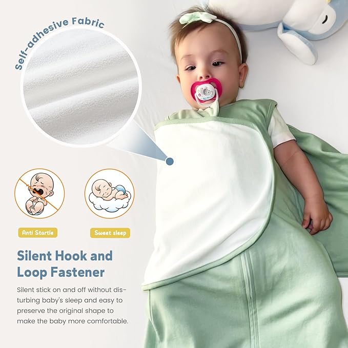 ZIGJOY Sleep Sack Swaddle 1.0 Tog Baby Wearable Blanket 100% Cotton Baby Swaddle Blanket for Newborns 0-6 Months Green&Tropical Rainforest