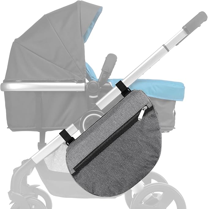 Accmor Insulated Side Sling Stroller Saddle Bag Organizer, Universal Stroller Organizer, Stroller Bag Caddy Organizer, Grey
